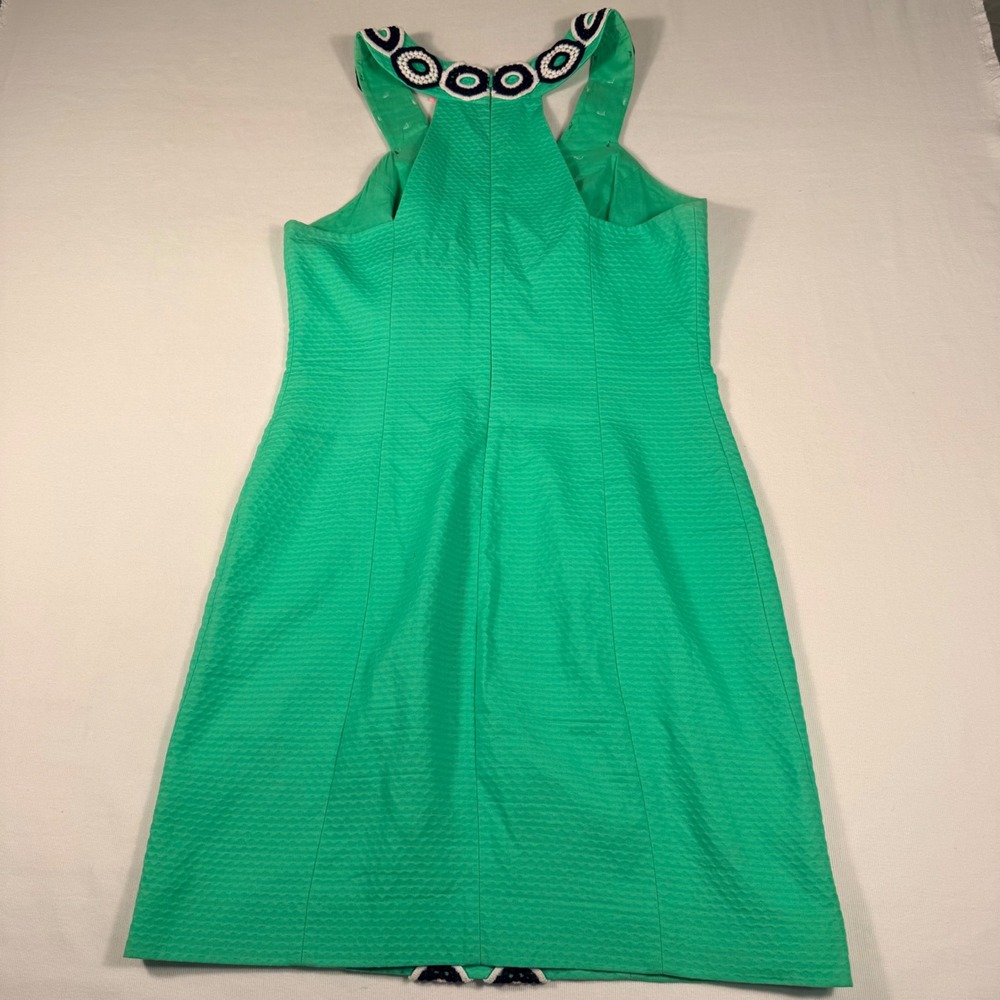 Lilly Pulitzer Trudy Shift Dress 4 Go Go Green Cotton Crochet Circle Trim - Picture 12 of 12